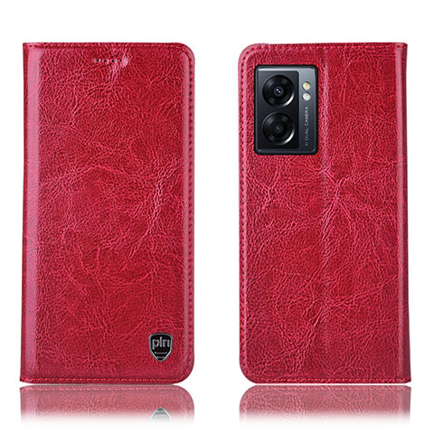 Handytasche Stand Schutzhülle Flip Leder Hülle H04P für Oppo A57 5G Rot