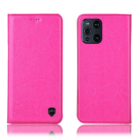 Handytasche Stand Schutzhülle Flip Leder Hülle H04P für Oppo Find X3 5G Pink