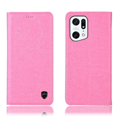 Handytasche Stand Schutzhülle Flip Leder Hülle H04P für Oppo Find X5 5G Rosa