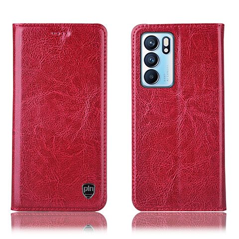 Handytasche Stand Schutzhülle Flip Leder Hülle H04P für Oppo Reno6 5G Rot