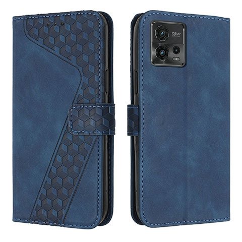 Handytasche Stand Schutzhülle Flip Leder Hülle H04X für Motorola Moto G72 Blau