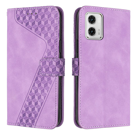 Handytasche Stand Schutzhülle Flip Leder Hülle H04X für Motorola Moto G73 5G Violett