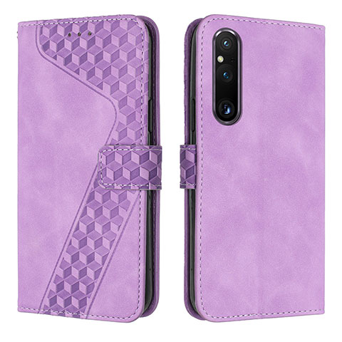 Handytasche Stand Schutzhülle Flip Leder Hülle H04X für Sony Xperia 1 V Violett