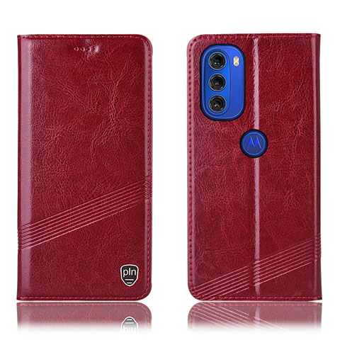 Handytasche Stand Schutzhülle Flip Leder Hülle H05P für Motorola Moto G51 5G Rot