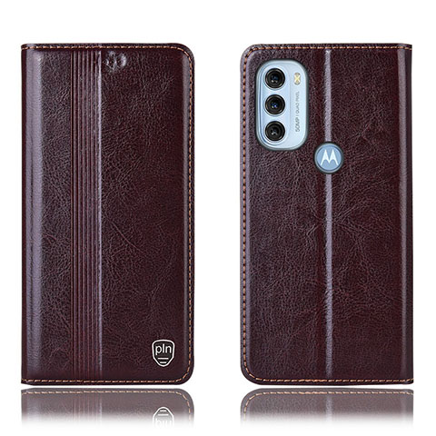 Handytasche Stand Schutzhülle Flip Leder Hülle H05P für Motorola Moto G71 5G Braun