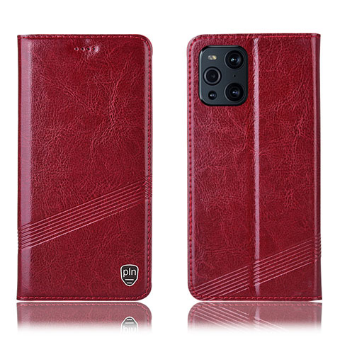 Handytasche Stand Schutzhülle Flip Leder Hülle H05P für Oppo Find X3 5G Rot