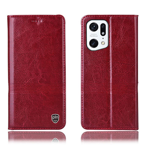 Handytasche Stand Schutzhülle Flip Leder Hülle H05P für Oppo Find X5 5G Rot