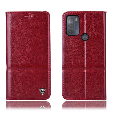 Handytasche Stand Schutzhülle Flip Leder Hülle H06P für Motorola Moto G50 Rot