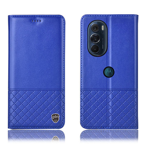 Handytasche Stand Schutzhülle Flip Leder Hülle H07P für Motorola Moto Edge 30 Pro 5G Blau