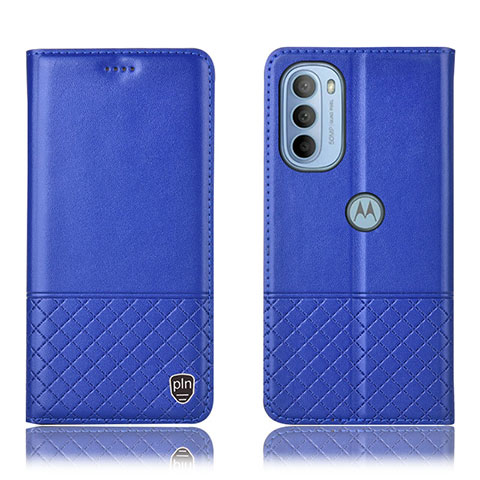 Handytasche Stand Schutzhülle Flip Leder Hülle H07P für Motorola Moto G41 Blau