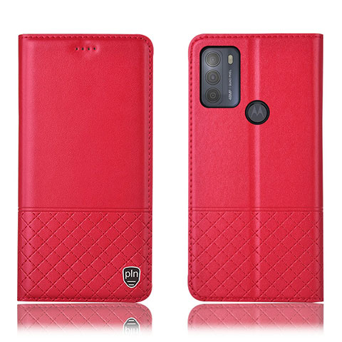 Handytasche Stand Schutzhülle Flip Leder Hülle H07P für Motorola Moto G50 Rot