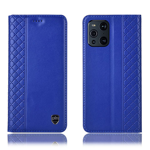 Handytasche Stand Schutzhülle Flip Leder Hülle H07P für Oppo Find X3 5G Blau