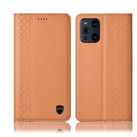 Handytasche Stand Schutzhülle Flip Leder Hülle H07P für Oppo Find X3 Pro 5G Orange