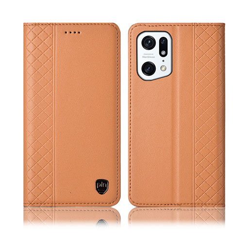 Handytasche Stand Schutzhülle Flip Leder Hülle H07P für Oppo Find X5 Pro 5G Orange