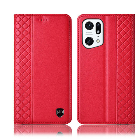 Handytasche Stand Schutzhülle Flip Leder Hülle H07P für Oppo Find X5 Pro 5G Rot