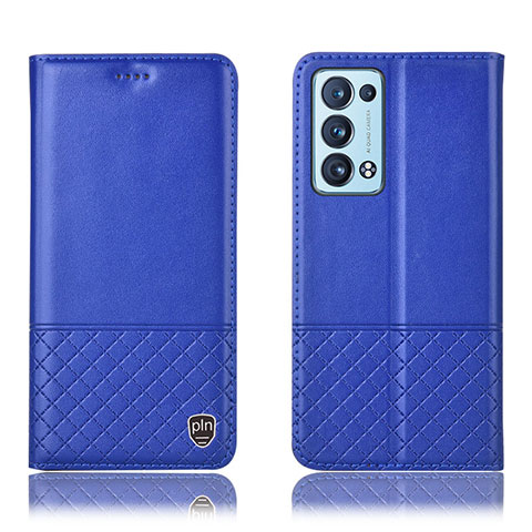 Handytasche Stand Schutzhülle Flip Leder Hülle H07P für Oppo Reno6 Pro 5G Blau