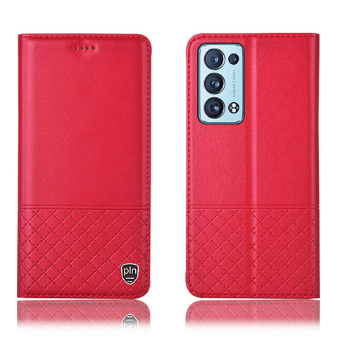 Handytasche Stand Schutzhülle Flip Leder Hülle H07P für Oppo Reno6 Pro 5G Rot