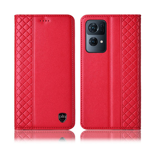 Handytasche Stand Schutzhülle Flip Leder Hülle H07P für Oppo Reno7 Pro 5G Rot