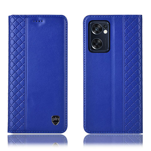 Handytasche Stand Schutzhülle Flip Leder Hülle H07P für Oppo Reno7 SE 5G Blau