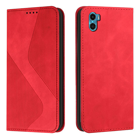 Handytasche Stand Schutzhülle Flip Leder Hülle H07X für Motorola Moto E22S Rot