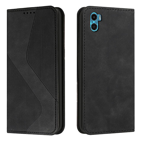 Handytasche Stand Schutzhülle Flip Leder Hülle H07X für Motorola Moto E22S Schwarz