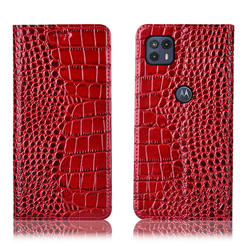 Handytasche Stand Schutzhülle Flip Leder Hülle H08P für Motorola Moto G50 5G Rot