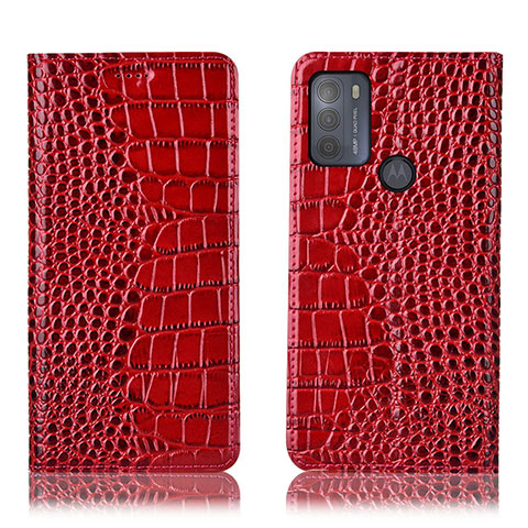 Handytasche Stand Schutzhülle Flip Leder Hülle H08P für Motorola Moto G50 Rot