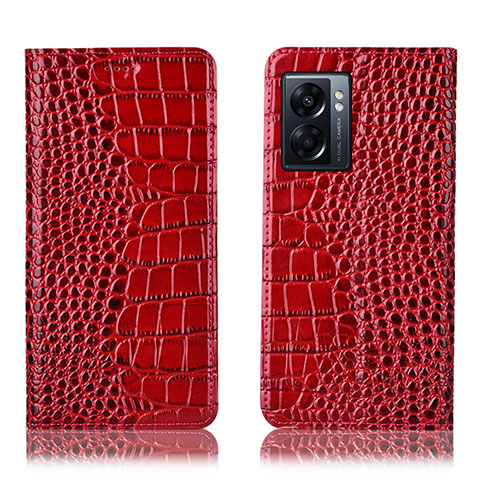 Handytasche Stand Schutzhülle Flip Leder Hülle H08P für Oppo A56S 5G Rot