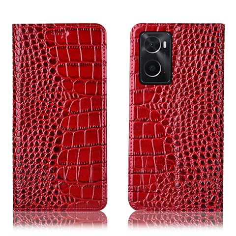 Handytasche Stand Schutzhülle Flip Leder Hülle H08P für Oppo A76 Rot