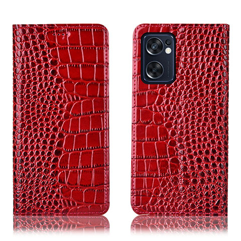 Handytasche Stand Schutzhülle Flip Leder Hülle H08P für Oppo Reno7 SE 5G Rot