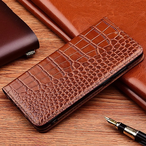 Handytasche Stand Schutzhülle Flip Leder Hülle H08P für Xiaomi Redmi Note 12 Explorer Hellbraun