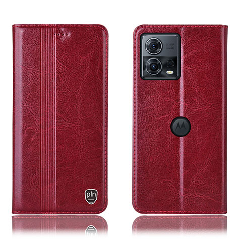 Handytasche Stand Schutzhülle Flip Leder Hülle H09P für Motorola Moto Edge 30 Fusion 5G Rot