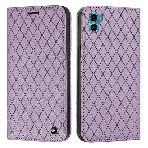 Handytasche Stand Schutzhülle Flip Leder Hülle H09X für Motorola Moto E22S Violett