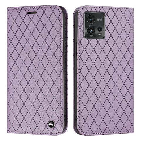 Handytasche Stand Schutzhülle Flip Leder Hülle H09X für Motorola Moto G72 Violett