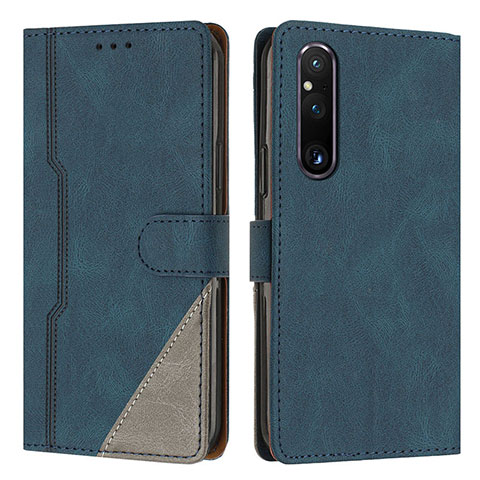 Handytasche Stand Schutzhülle Flip Leder Hülle H09X für Sony Xperia 1 V Blau