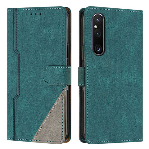 Handytasche Stand Schutzhülle Flip Leder Hülle H09X für Sony Xperia 1 V Grün