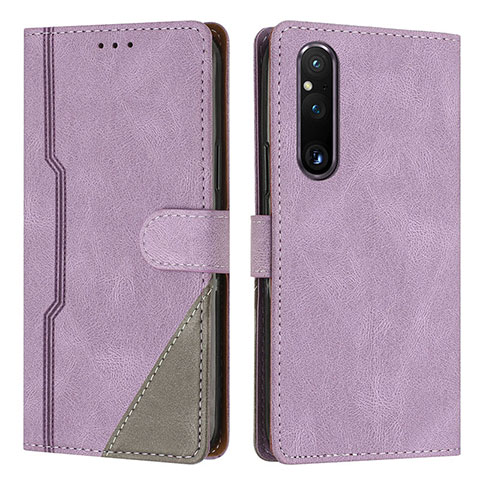 Handytasche Stand Schutzhülle Flip Leder Hülle H09X für Sony Xperia 1 V Violett