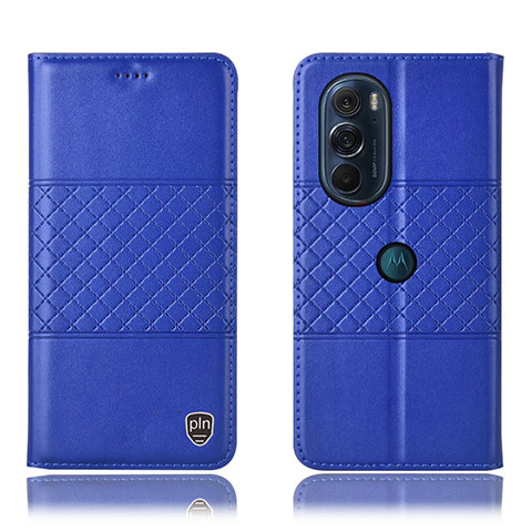 Handytasche Stand Schutzhülle Flip Leder Hülle H10P für Motorola Moto Edge Plus (2022) 5G Blau