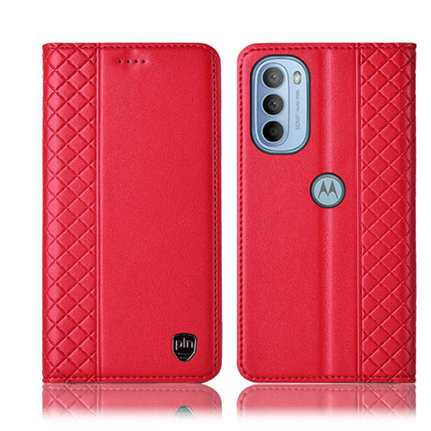 Handytasche Stand Schutzhülle Flip Leder Hülle H10P für Motorola Moto G31 Rot