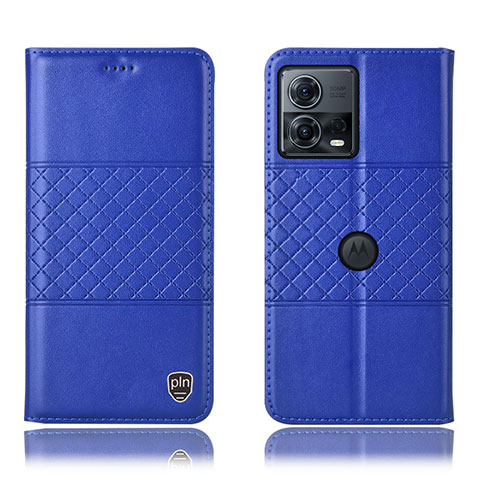 Handytasche Stand Schutzhülle Flip Leder Hülle H10P für Motorola Moto S30 Pro 5G Blau