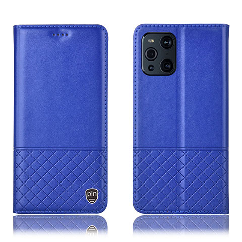 Handytasche Stand Schutzhülle Flip Leder Hülle H10P für Oppo Find X3 Pro 5G Blau