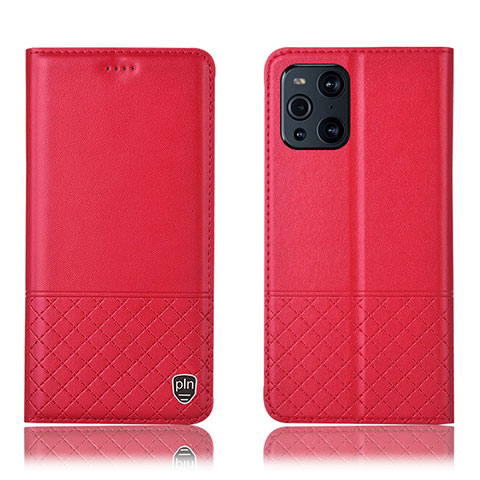 Handytasche Stand Schutzhülle Flip Leder Hülle H10P für Oppo Find X3 Pro 5G Rot