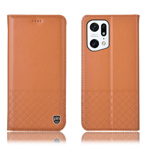 Handytasche Stand Schutzhülle Flip Leder Hülle H10P für Oppo Find X5 Pro 5G Orange