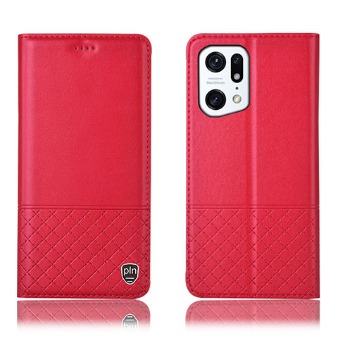 Handytasche Stand Schutzhülle Flip Leder Hülle H10P für Oppo Find X5 Pro 5G Rot