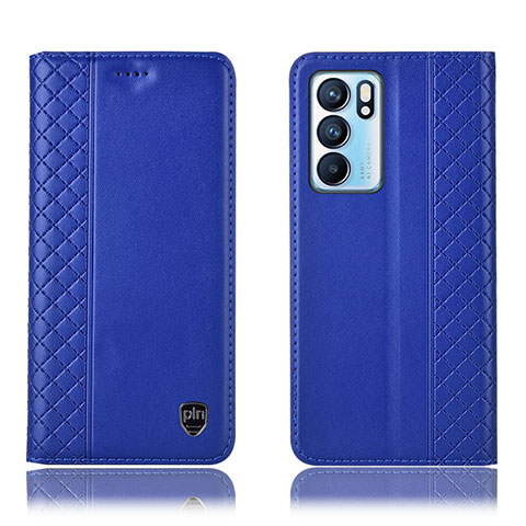 Handytasche Stand Schutzhülle Flip Leder Hülle H10P für Oppo Reno6 5G Blau