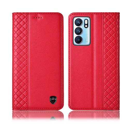 Handytasche Stand Schutzhülle Flip Leder Hülle H10P für Oppo Reno6 5G Rot