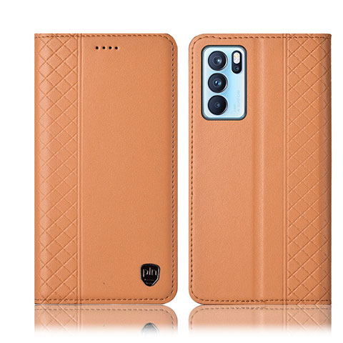 Handytasche Stand Schutzhülle Flip Leder Hülle H10P für Oppo Reno6 Pro 5G India Orange