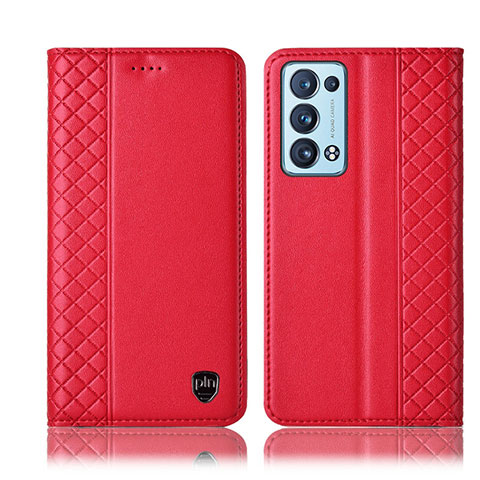 Handytasche Stand Schutzhülle Flip Leder Hülle H10P für Oppo Reno6 Pro+ Plus 5G Rot