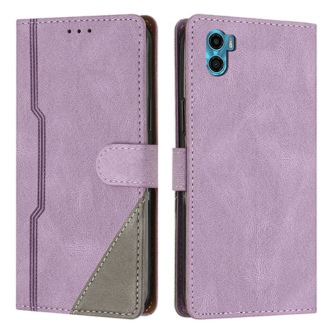 Handytasche Stand Schutzhülle Flip Leder Hülle H10X für Motorola Moto E22S Violett