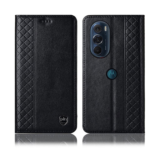 Handytasche Stand Schutzhülle Flip Leder Hülle H11P für Motorola Moto Edge Plus (2022) 5G Schwarz